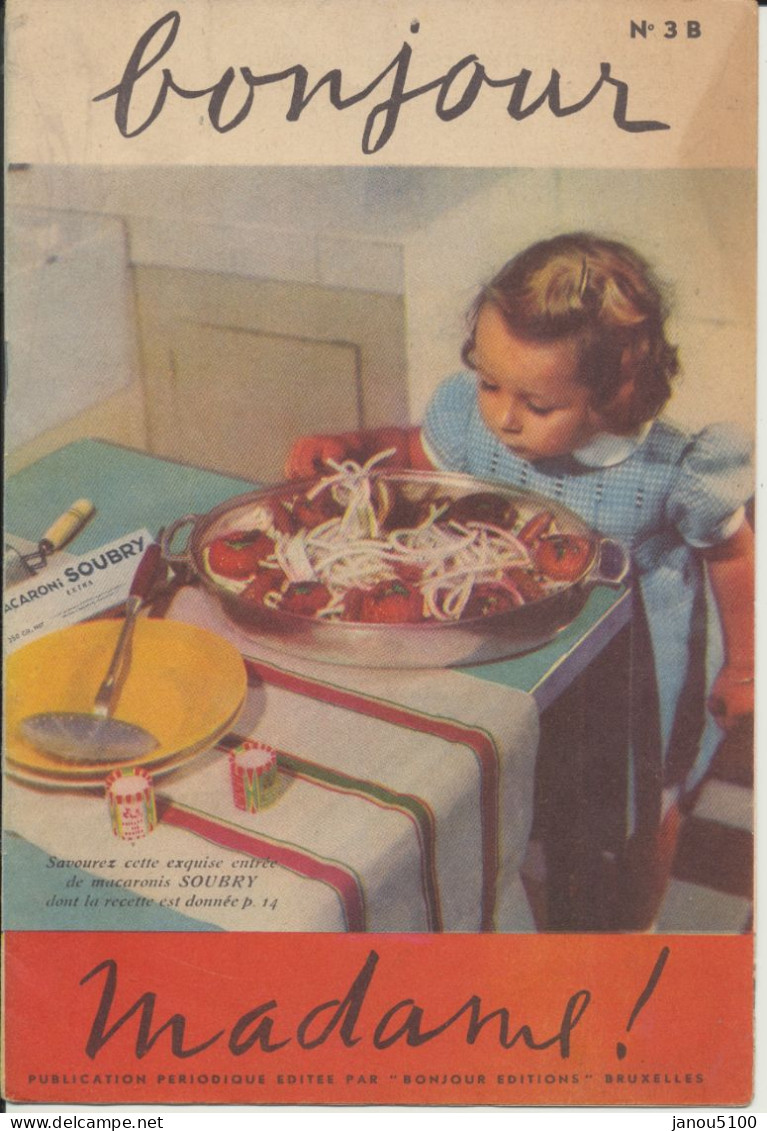 REVUE  - FRANCAIS   1952    Mode, Cuisine ...divers     BONJOUR MADAME. - Lifestyle & Mode