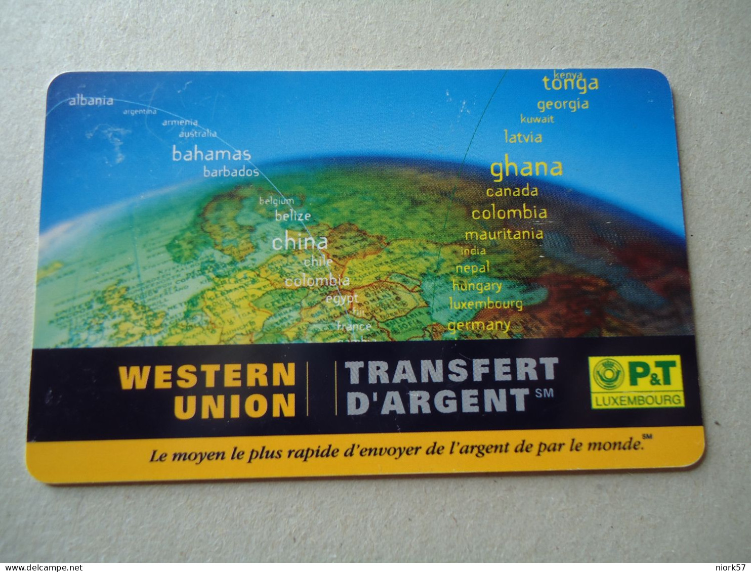 LUXEMBOURG USED CARDS WESTERN UNION ADVERSTISING MAP - Luxembourg