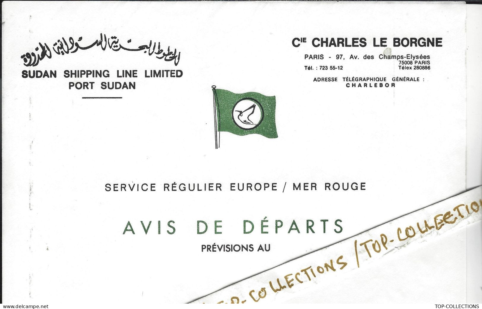 NAVIGATION RARE ENTETE Pavillon Flagship SUDAN SHIPPING LINE Ltd Port Sudan Et Ch. Le Borgne Paris - 1950 - ...
