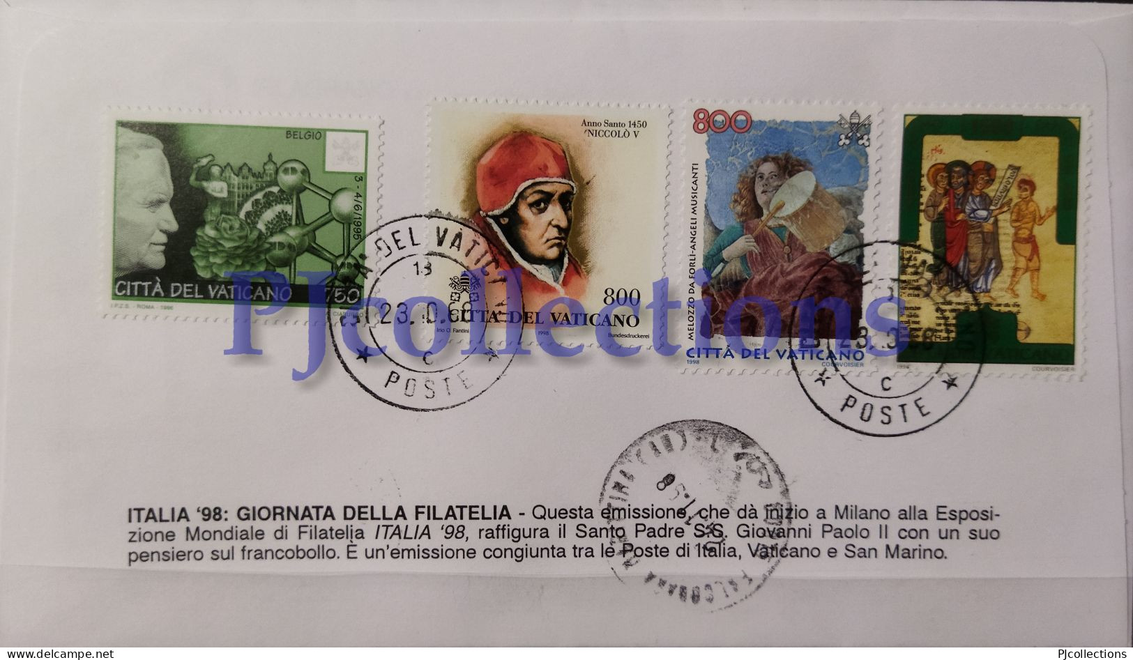 3891- VATICANO - VATICAN CITY 1998 BUSTA "ITALIA 98" 1° GIORNO C/AFFRANCATURA MISTA IN RACCOMANDATA - Storia Postale