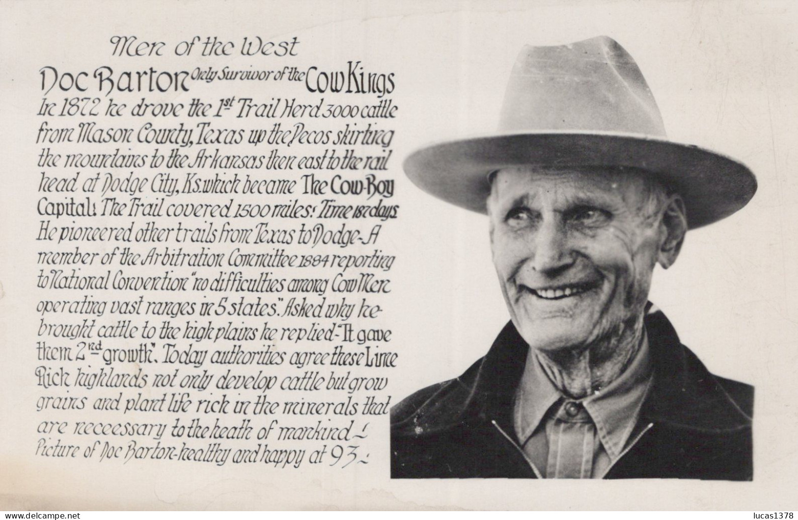 USA - MEN OF THE WEST / Doc Barton, Only Survivor Of The Cow Kings - Other & Unclassified