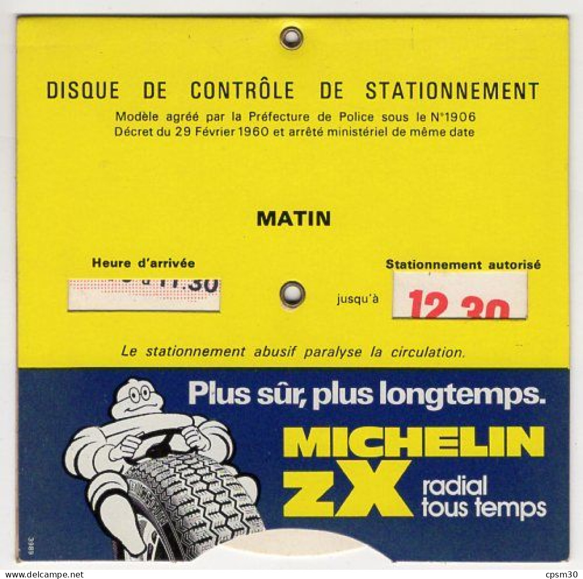 DISQUE DE STATIONNEMENT MICHELIN ZX - ETAT NEUF - Voitures