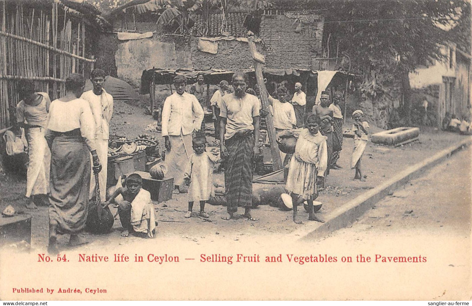 CPA CEYLON NATIVE LIFE IN CEYLON SELLING FRUIT AND VEGETABLES ON THE PAVEMENTS - Sri Lanka (Ceylon)