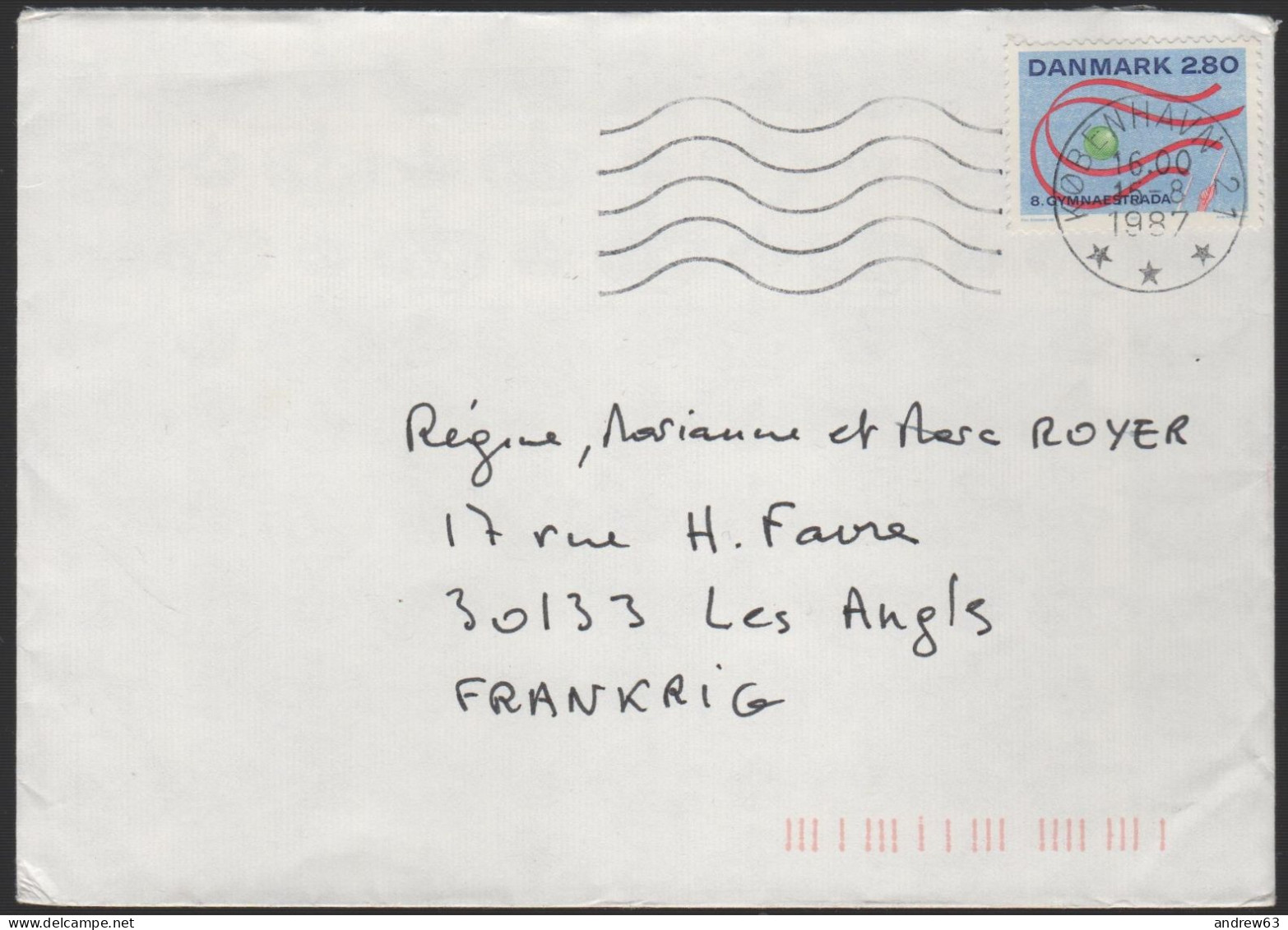 DANIMARCA - DANMARK - 1987 - 2,80 World Gymnastics Show - Viaggiata Da København Per Les Angles, France - Briefe U. Dokumente