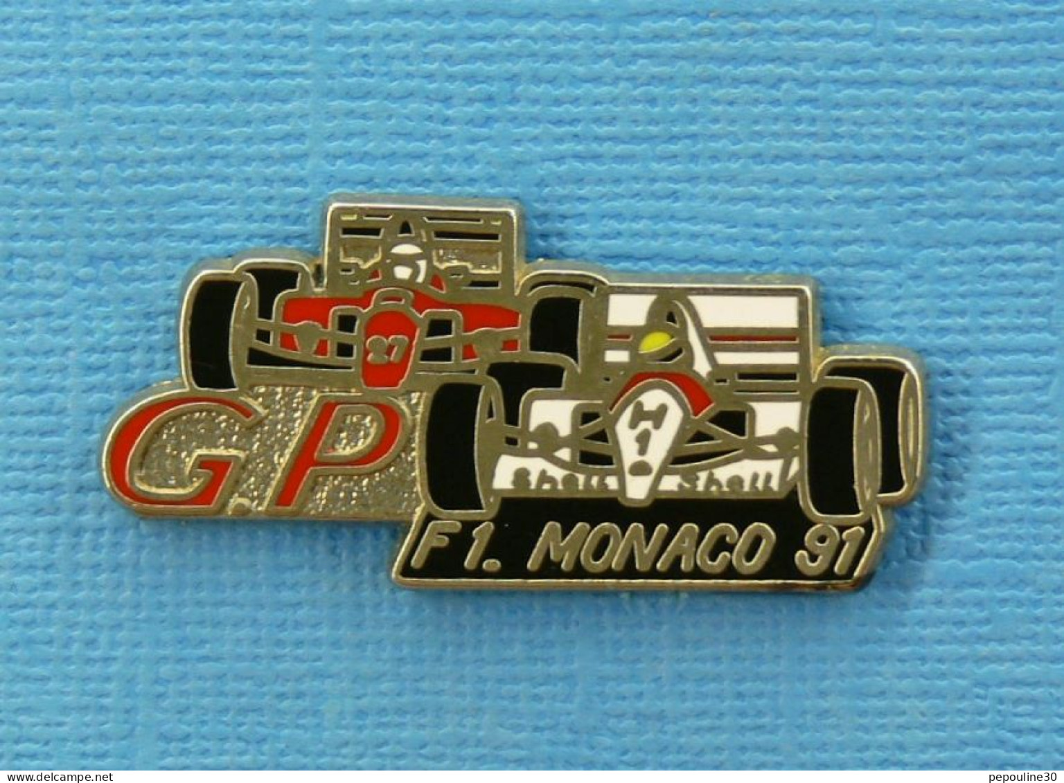 1 PIN'S //  ** GP FORMULE1 / MONACO 91 / FERRARI - Mc LAREN HONDA ** . (Locomobile 94) - F1