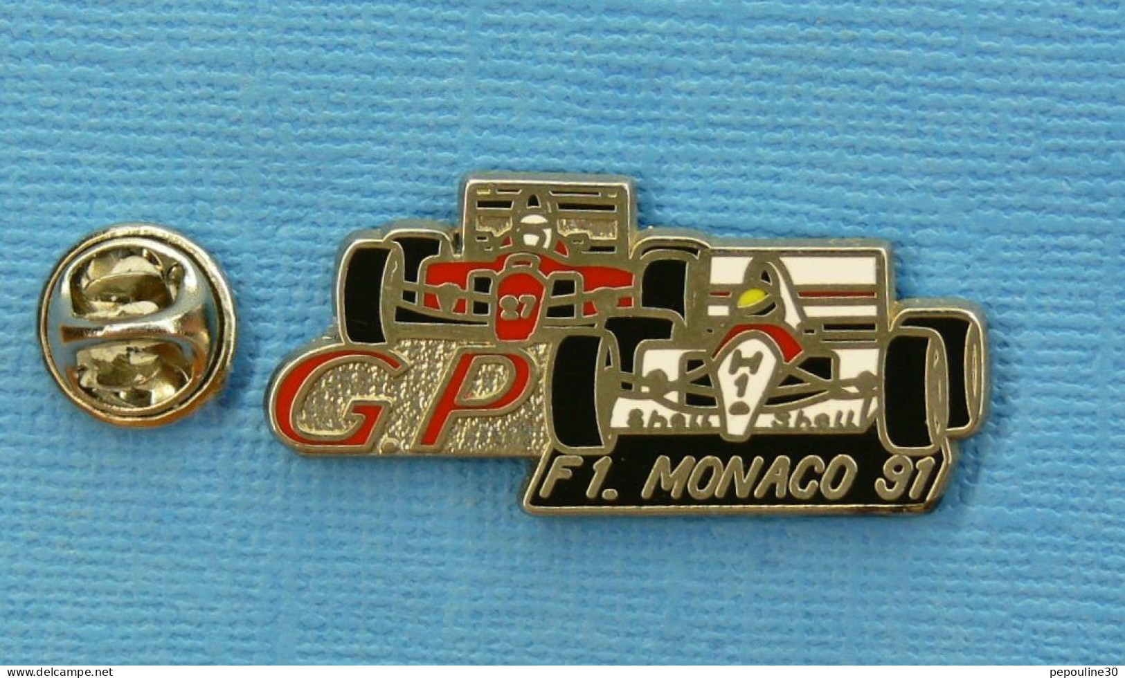 1 PIN'S //  ** GP FORMULE1 / MONACO 91 / FERRARI - Mc LAREN HONDA ** . (Locomobile 94) - F1