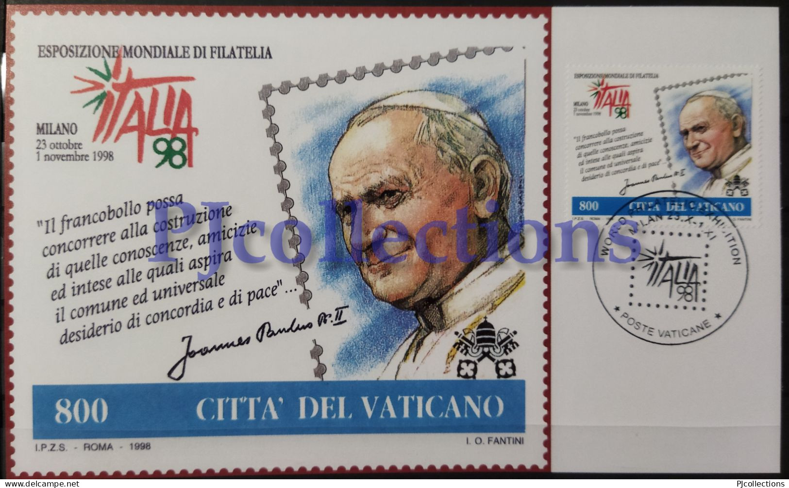 3892- VATICANO - VATICAN CITY 1998 MAXI CARD FDC "ITALIA 98" C/TIMBO UFFICIALE - Cartas & Documentos