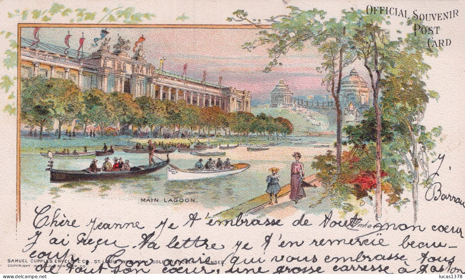 OFFICIAL SOUVENIR POST CARD / MAIN LAGOON / 1904 - St Louis – Missouri