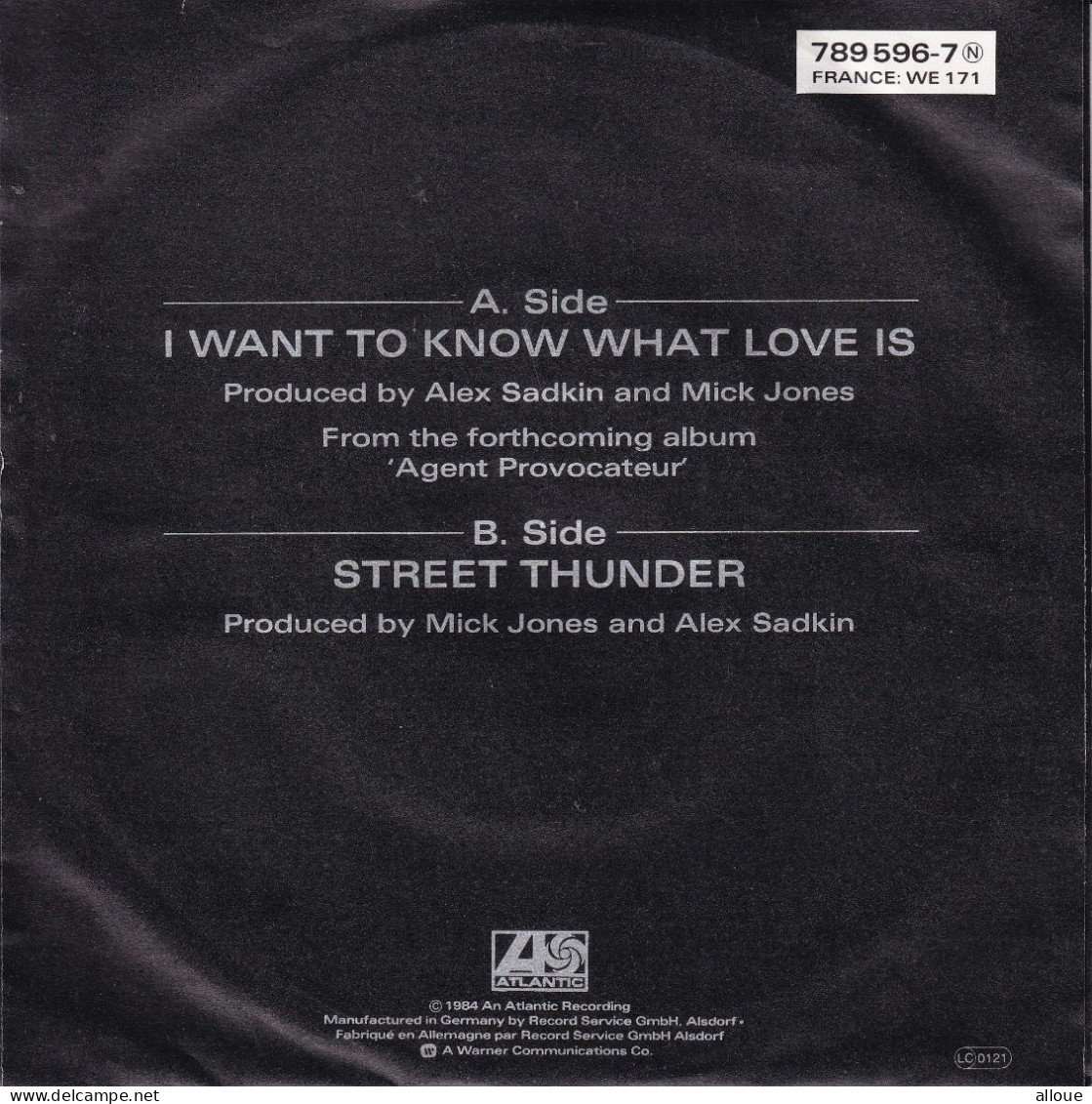 FOREIGNER - GR SG - I WANT TO KNOW WHAT LOVE IS + STREET THUNDER - Hard Rock & Metal