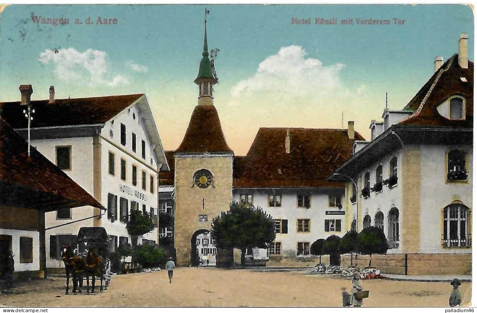 BERNE WANGEN A. D. AARE HOTEL ROSSLI MIT VORDEREM TOR - Ed. Guggenheim Zurich No 1049x - Circulé Le 30.1918 - Wangen An Der Aare