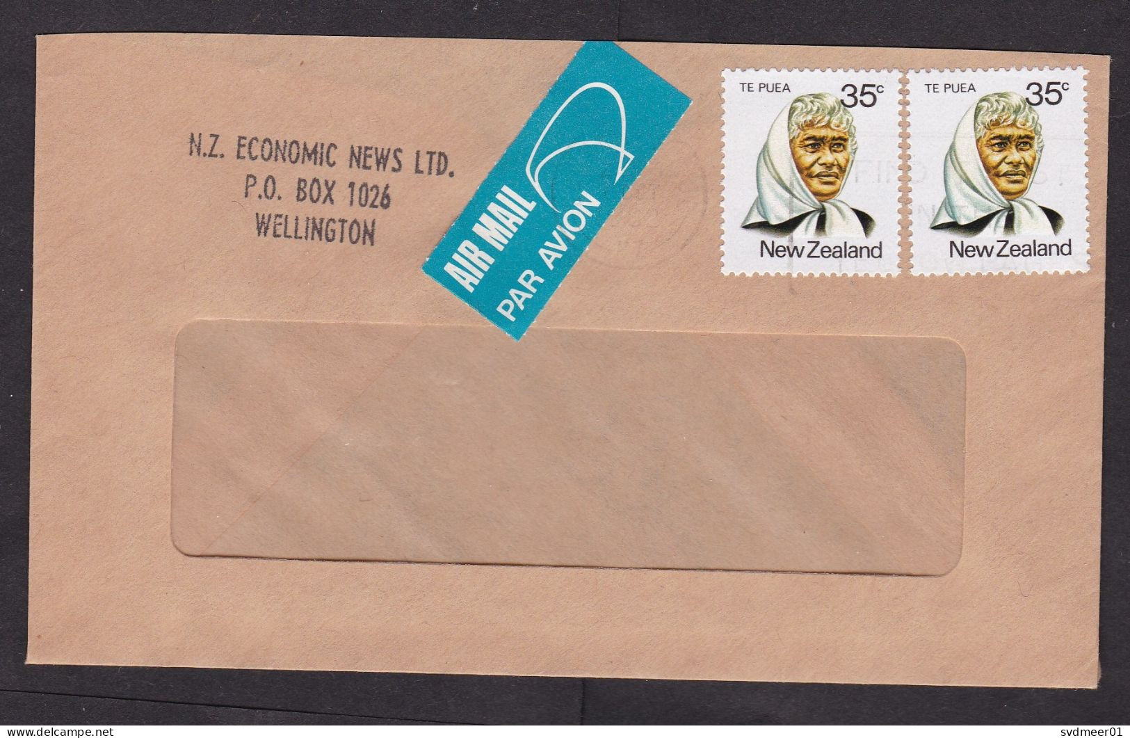 New Zealand: Cover, 2 Stamps, Lady, Woman, Scarf (minor Damage; Backflap Missing) - Brieven En Documenten