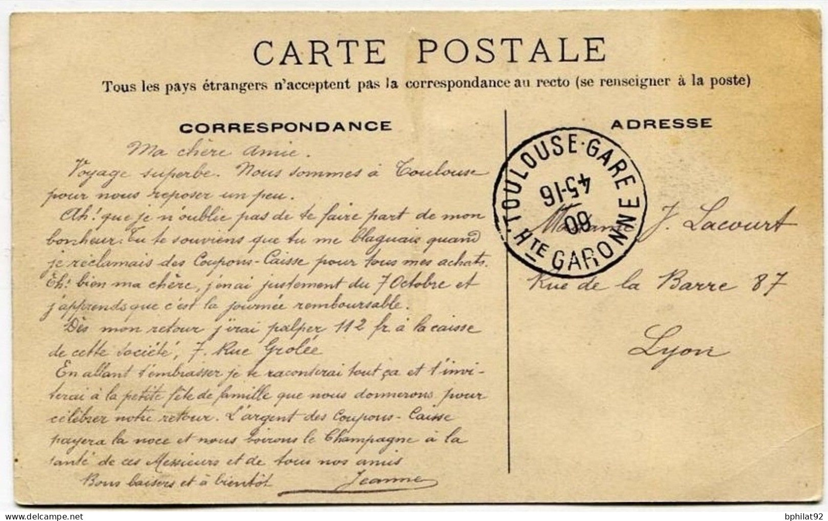 !!! CPA DE BIARRITZ PSEUDO ENTIER POSTAL TYPE SEMEUSE - Privatganzsachen