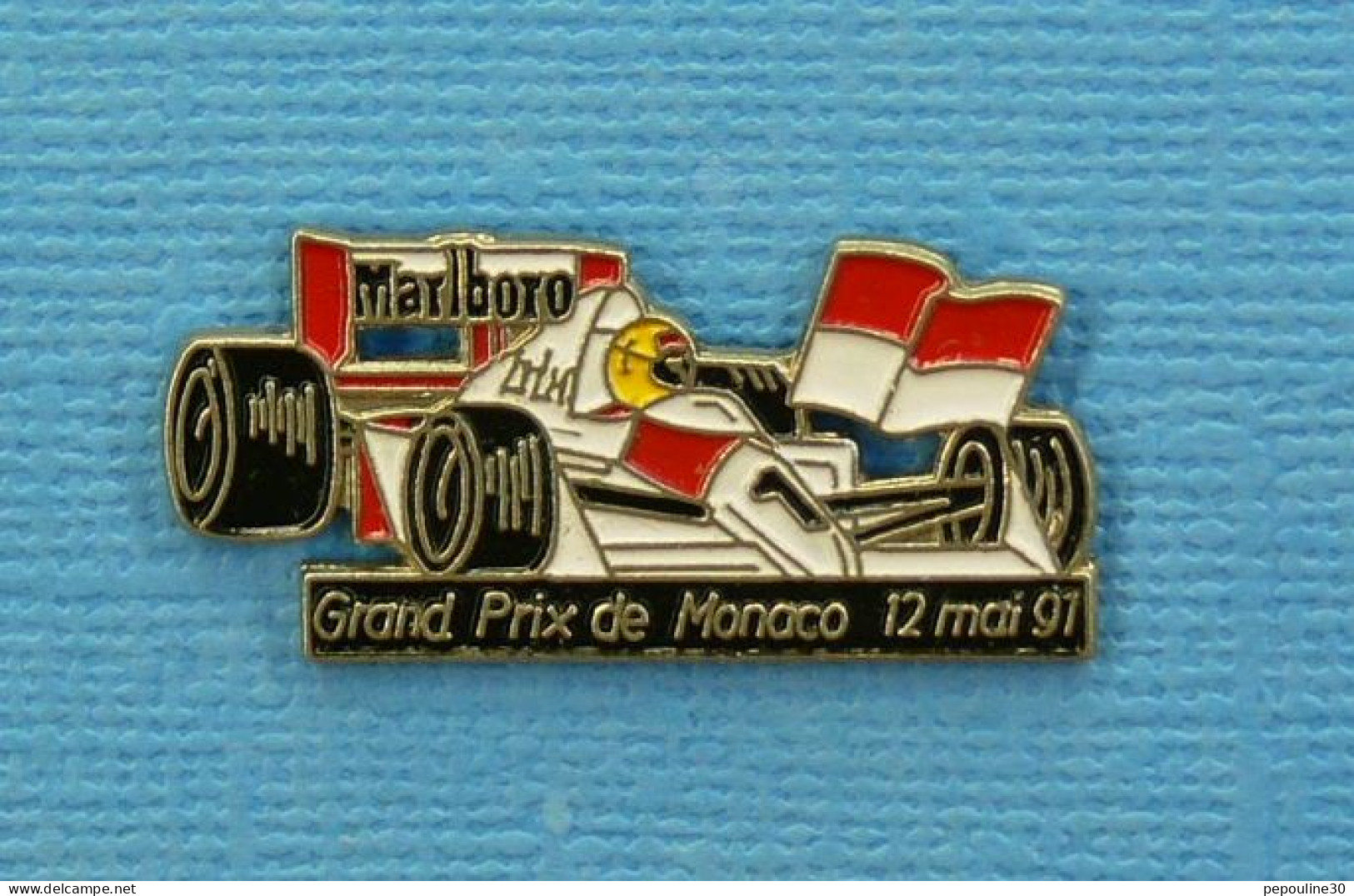 1 PIN'S //  ** GRAND PRIX DE MONACO / 12 MAI 91 " AYRTON SENNA " McLAREN HONDA / MARLBORO ** - F1