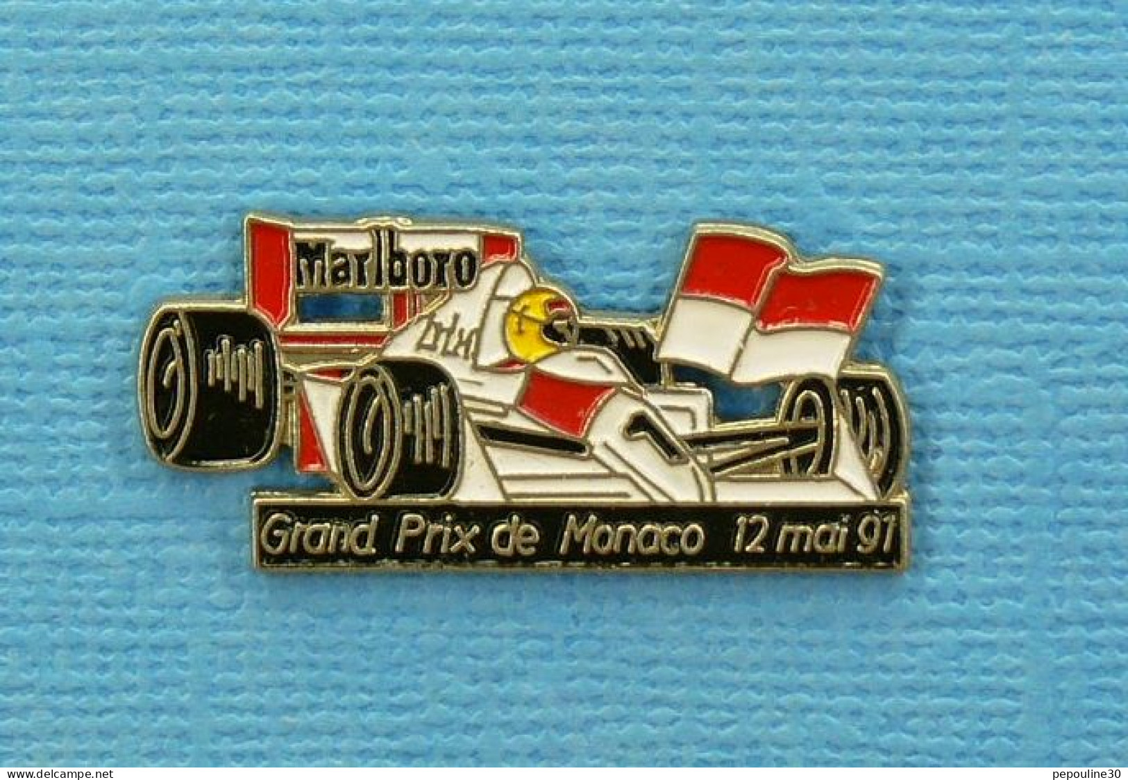 1 PIN'S //  ** GRAND PRIX DE MONACO / 12 MAI 91 " AYRTON SENNA " McLAREN HONDA / MARLBORO ** - F1