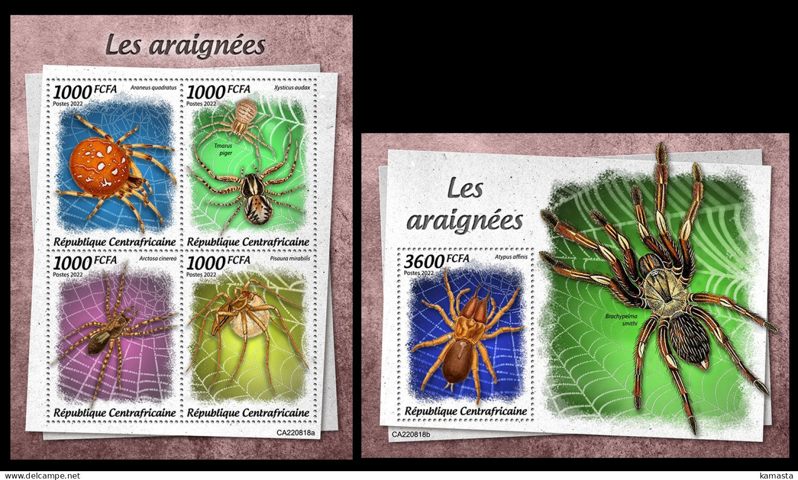Central Africa  2022 Spiders. (818) OFFICIAL ISSUE - Araignées