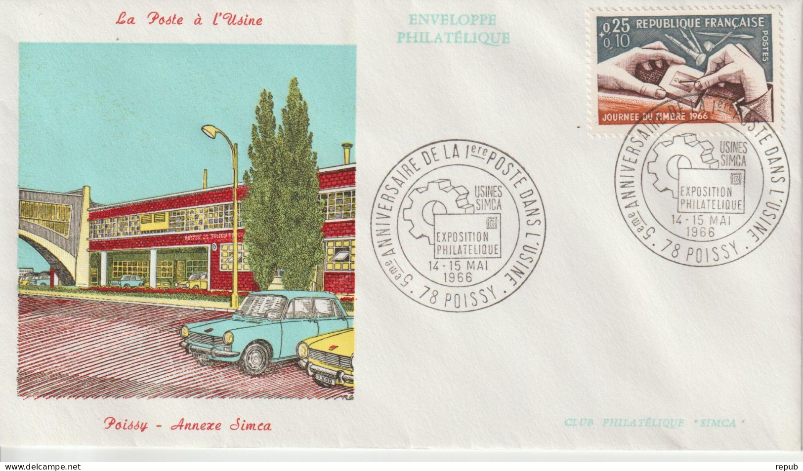 France 1966 Anniversaire Du Bureau De Poste Simca Poissy (78) - Bolli Commemorativi