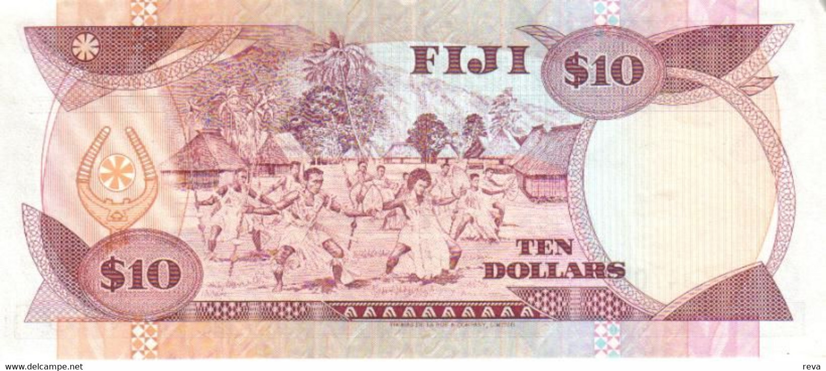 FIJI $10 PURPLE QEIII HEAD FRONT & PEOPLE BACK ND(1992)P.94a VF+ SIG, VARIETY READ DESCRIPTION!! - Fiji