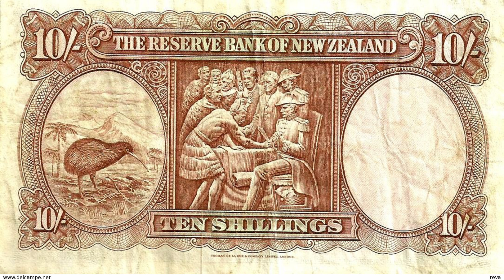 NEW ZEALAND 10 SHILLINGS BROWN COOK FRONT KIWI BIRD BACK ND(1967) VF  W/O SECURITY THREAD P.158d LAST READ DESCRIPTION!! - Neuseeland