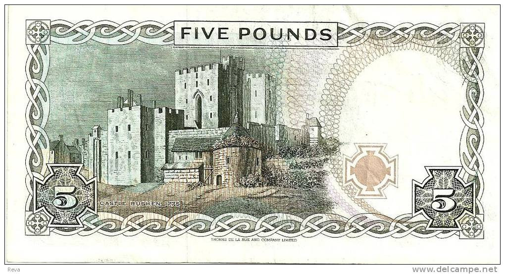 ISLE OF MAN 5 POUNDS PURPLE QEII HEAD FRONT CASTLE BUILDINGS BACK DATED ND(1983) P.41b SIGN 6 VF READ DESCRIPTION ! - 5 Pounds