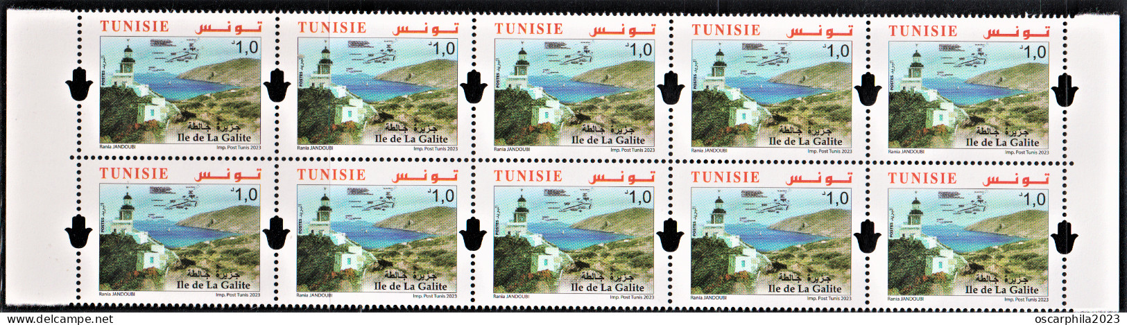 2023.Tunisie-emission N°8, Les Iles De Tunisie -Ile De La Galite  -  Bande à 10  / 10v. MNH** - Eilanden