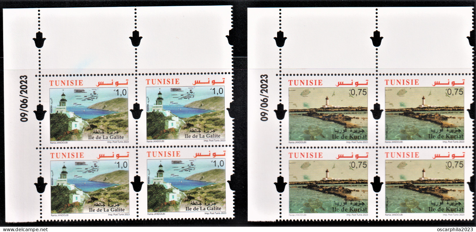 2023.Tunisie-emission N°8, - Les Iles De Tunisie -Ile De Kuriat & Ile De La Galite -  2 Bloc De4 Coin Daté / 8v. MNH** - Inseln