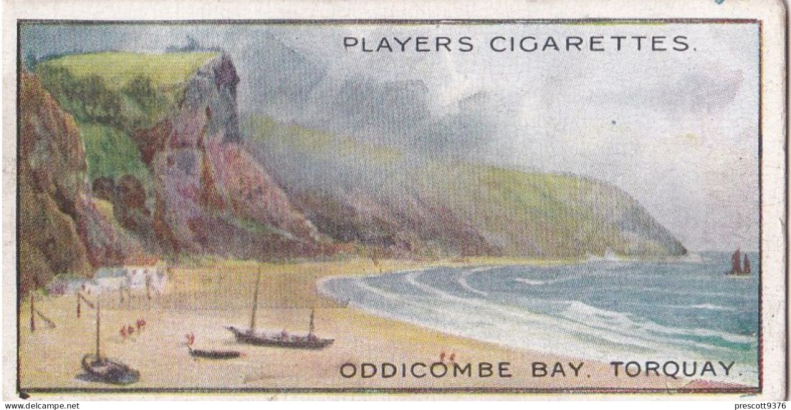 Gems Of British Scenery 1917 - Players Cigarette Card - 8 Oddocome Bay, Torquay - Player's