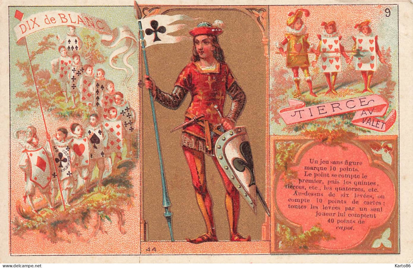 Cartes à Jouer Cards * Série De 7 Chromos Ancien Illustrateur * Jeu De Carte * Chromo - Cartas