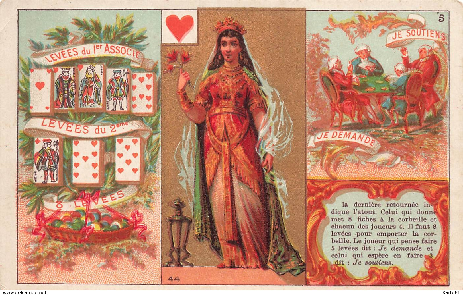 cartes à jouer cards * série de 7 chromos ancien illustrateur * jeu de carte * chromo