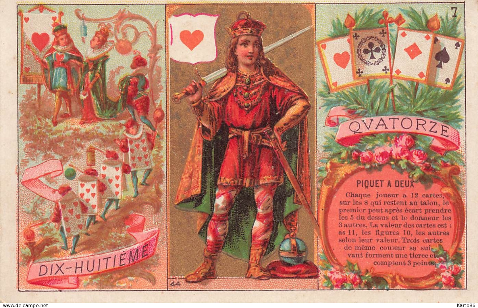 cartes à jouer cards * série de 7 chromos ancien illustrateur * jeu de carte * chromo