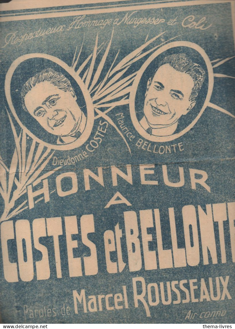 (aviation) Partition En L'honneur De COSTES ET BELLONTE  (M5619) - Papiere