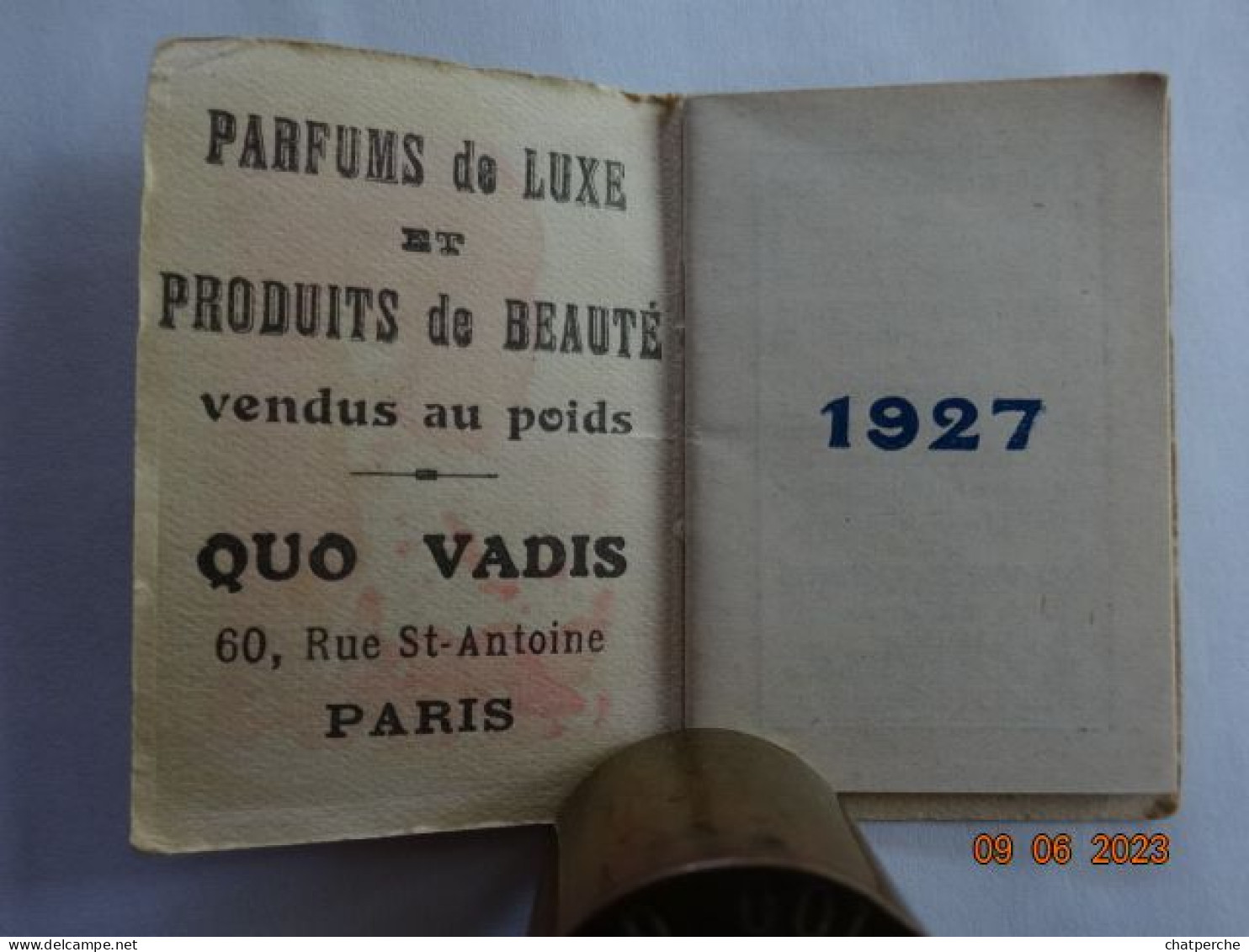 CALENDRIER  1927 COUPLE DANSEURS  PUBLICITE PARFUMS DE LUXE QUO VADIS - Petit Format : 1921-40