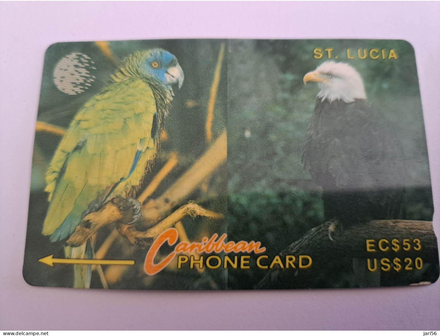 ST LUCIA    $ 53/ US 20  CABLE & WIRELESS  STL-14E  11CSLA    PARROT/EAGLE  Fine Used Card ** 13596** - Saint Lucia