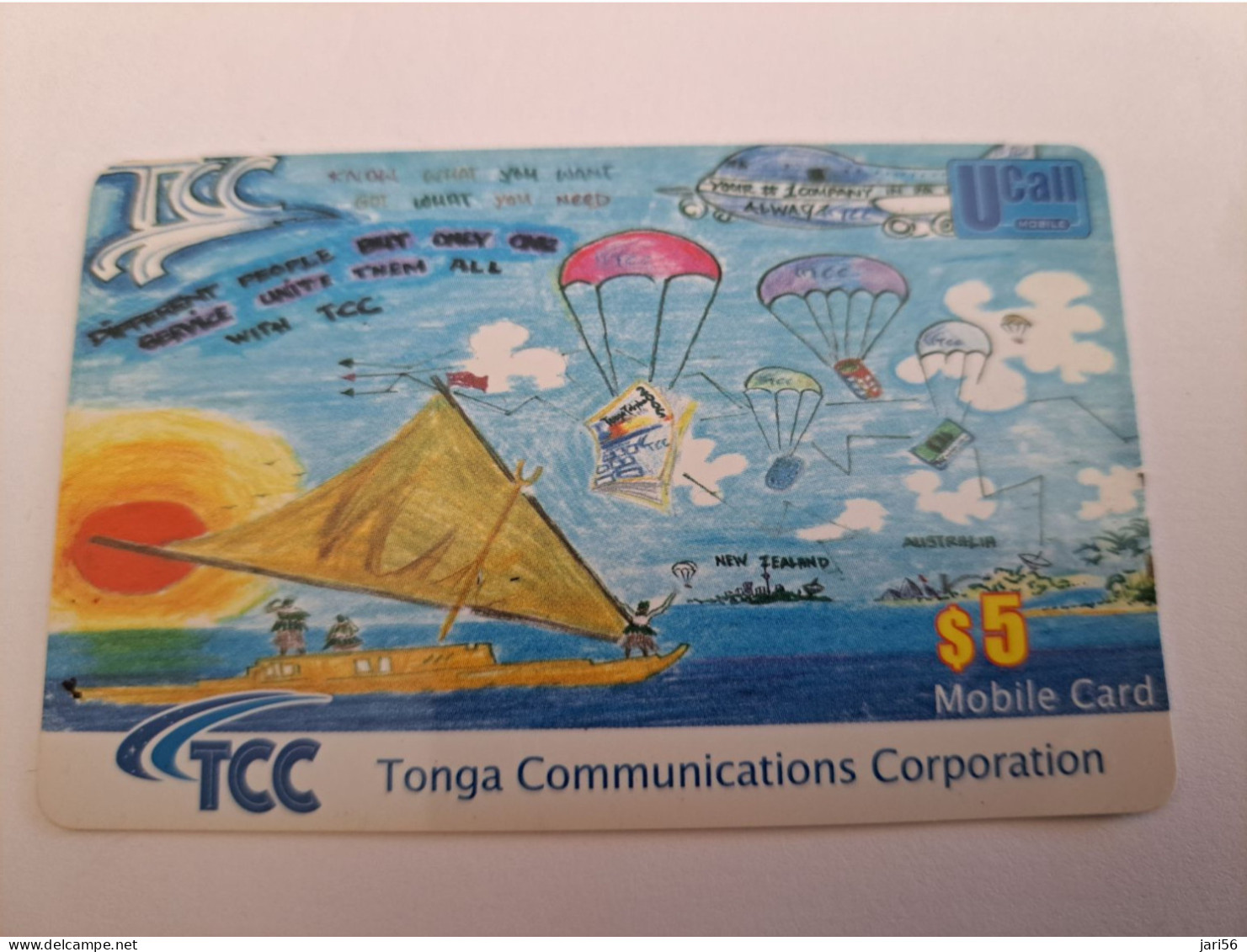 TONGA  $TS 5,-   PREPAID  TCC BOAT & PARACHUTES    **13602** - Tonga