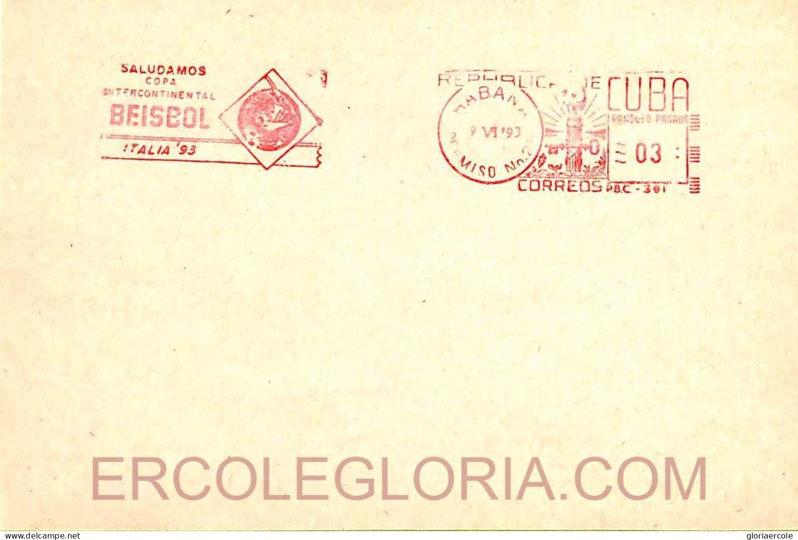 Ad6228 - HAVANA - Postal History - ADVERTISING Postmark On CARD - SPORT Baseball - Covers & Documents