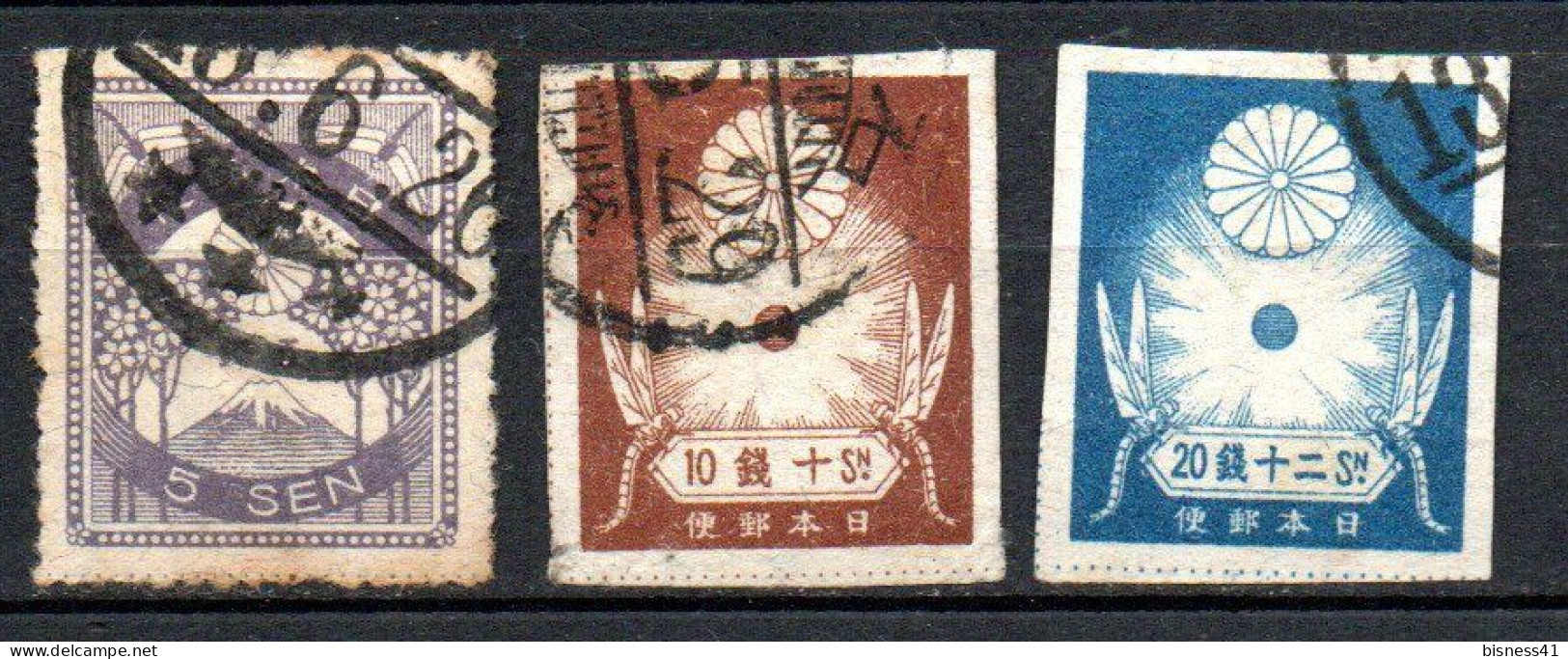 Col33 Asie Japon 1923 N° 180 + 182 & 183 Oblitéré Cote : 10,00€ - Gebraucht
