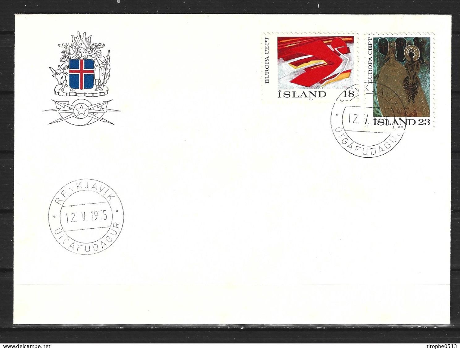 ISLANDE. N°455-6 De 1975 Sur Enveloppe 1er Jour (FDC). Europa'75/Tableaux. - FDC