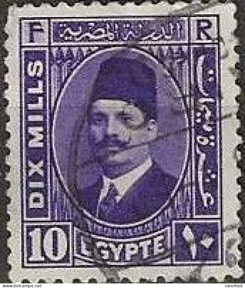 EGYPT 1927 King Fuad I - 10m. - Violet FU - Usati