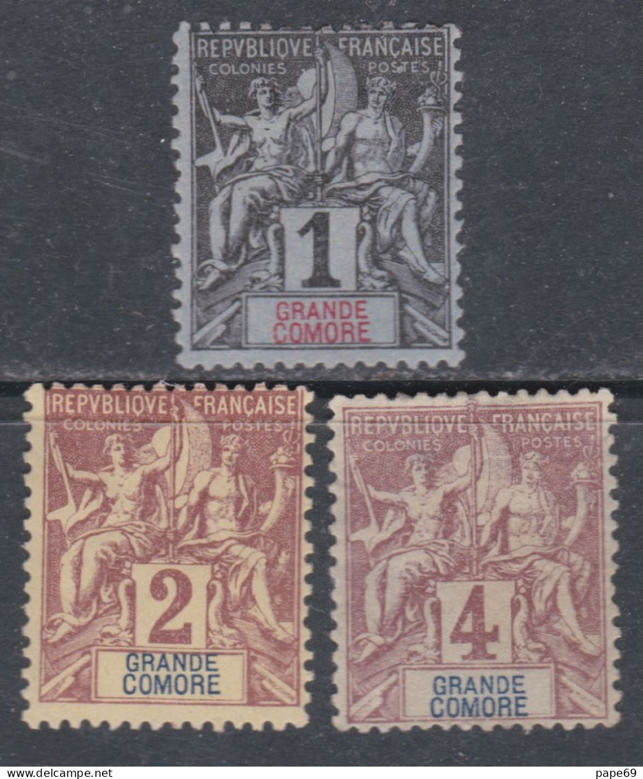 Grande Comore N° 1/3 X Type Groupe Les 3 Valeurs Trace De Charnière Sinon TB - Unused Stamps