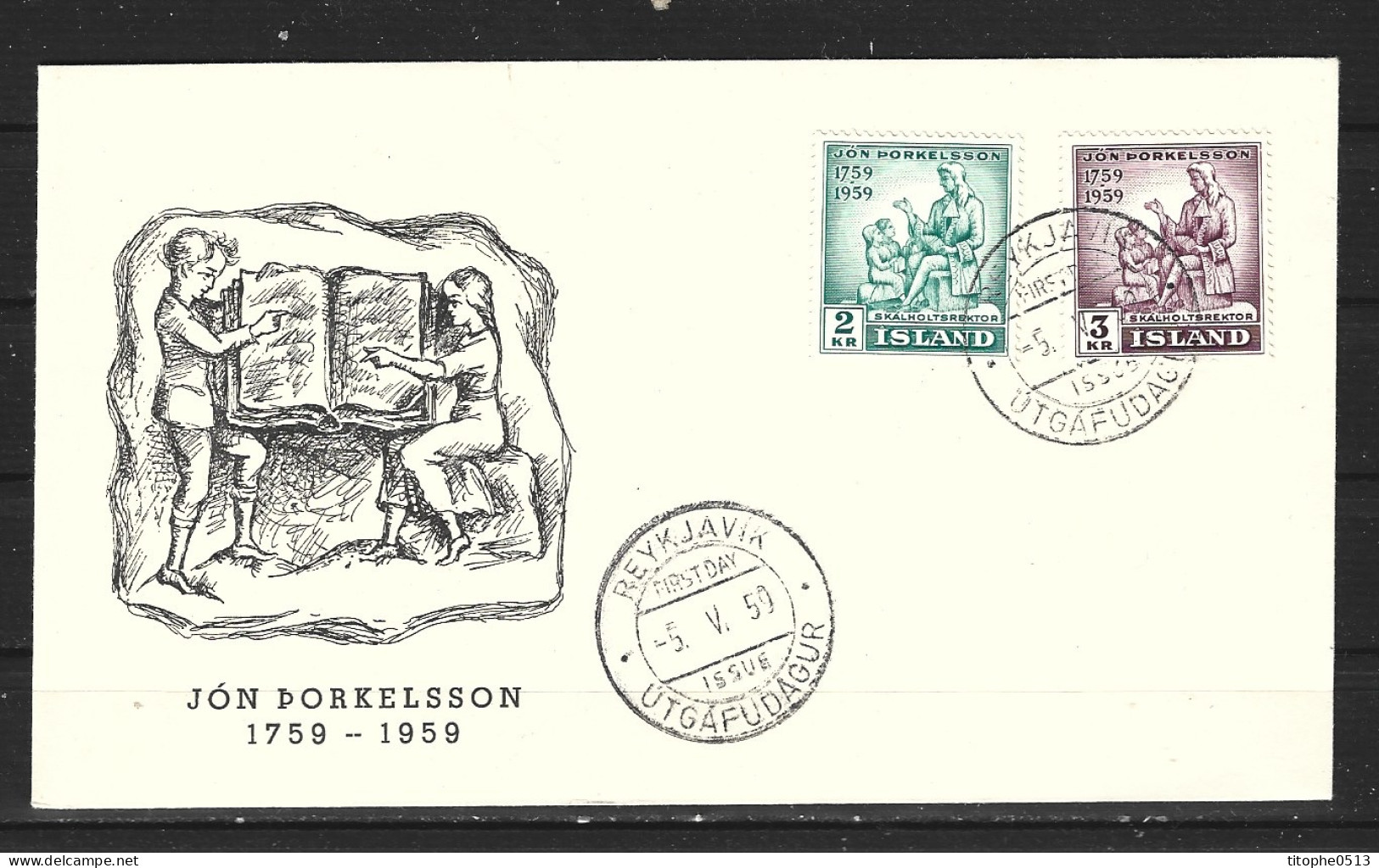 ISLANDE. N°292-3 De 1959 Sur Enveloppe 1er Jour (FDC). Jon Thorkelsson. - FDC