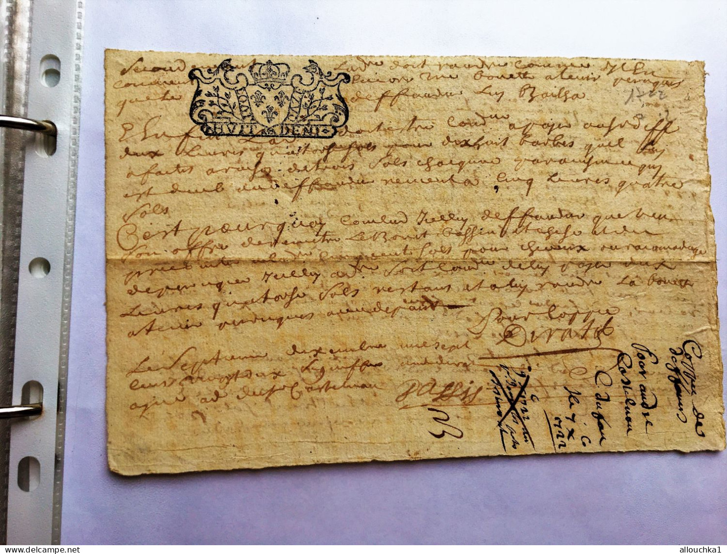 1722 Blason Cachet HVIT Denis ... Parchemin Manuscrit 18é Siècle - Connaissement - Manuscrits
