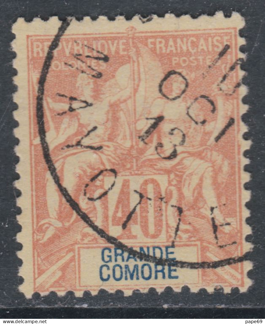 Grande Comore N° 10 O Type Groupe 40 C. Rouge-orange Oblitéré Sinon TB - Gebruikt