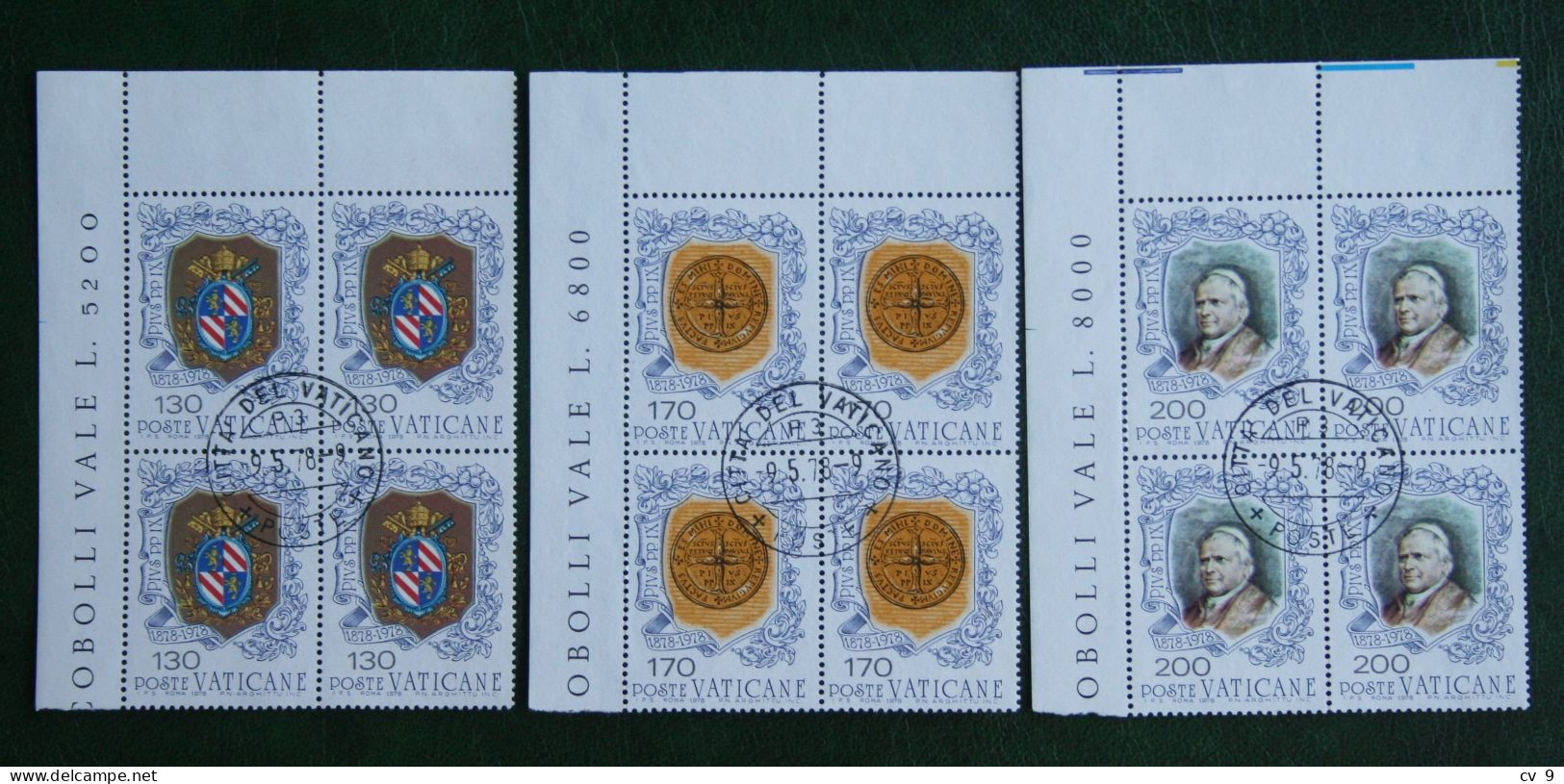 Block Of 4  Pope Pius IX Pio IX 1978 Mi 720-722 Yv 653-655 Used Gebruikt Oblitere VATICANO VATICAN VATICAAN - Used Stamps