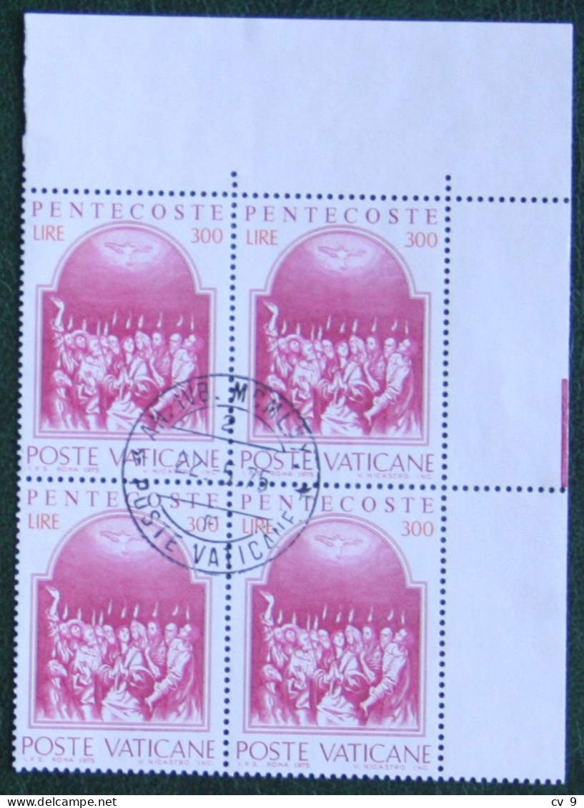 Block Of 4 Pinksteren Pentecoste 1975 Mi 663 Yv 593 Used Gebruikt Oblitere VATICANO VATICAN VATICAAN - Used Stamps