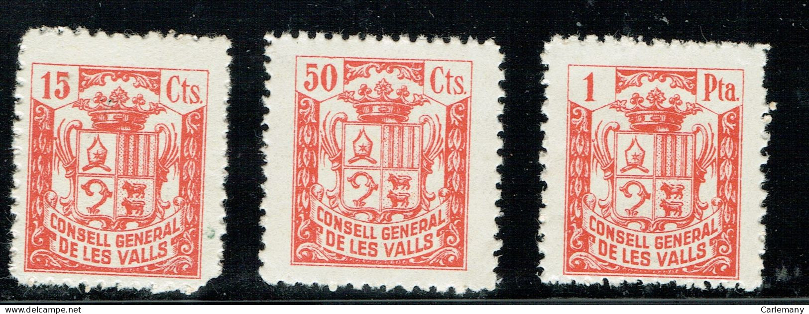 ANDORRA ANDORRE Timbres Taxe Hosteleria CONSELL GENERAL  LES 3 VALEURS - Precursors