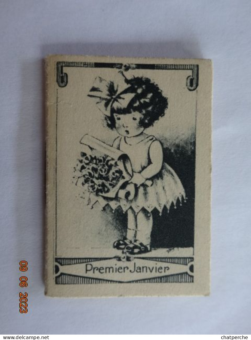 CALENDRIER  1934 FILLETTE BOUQUET FLEURS 1 ER JANVIER  PUBLICITE GRANDE PHARMACIE  LAFAYETTE PARIS - Petit Format : 1921-40