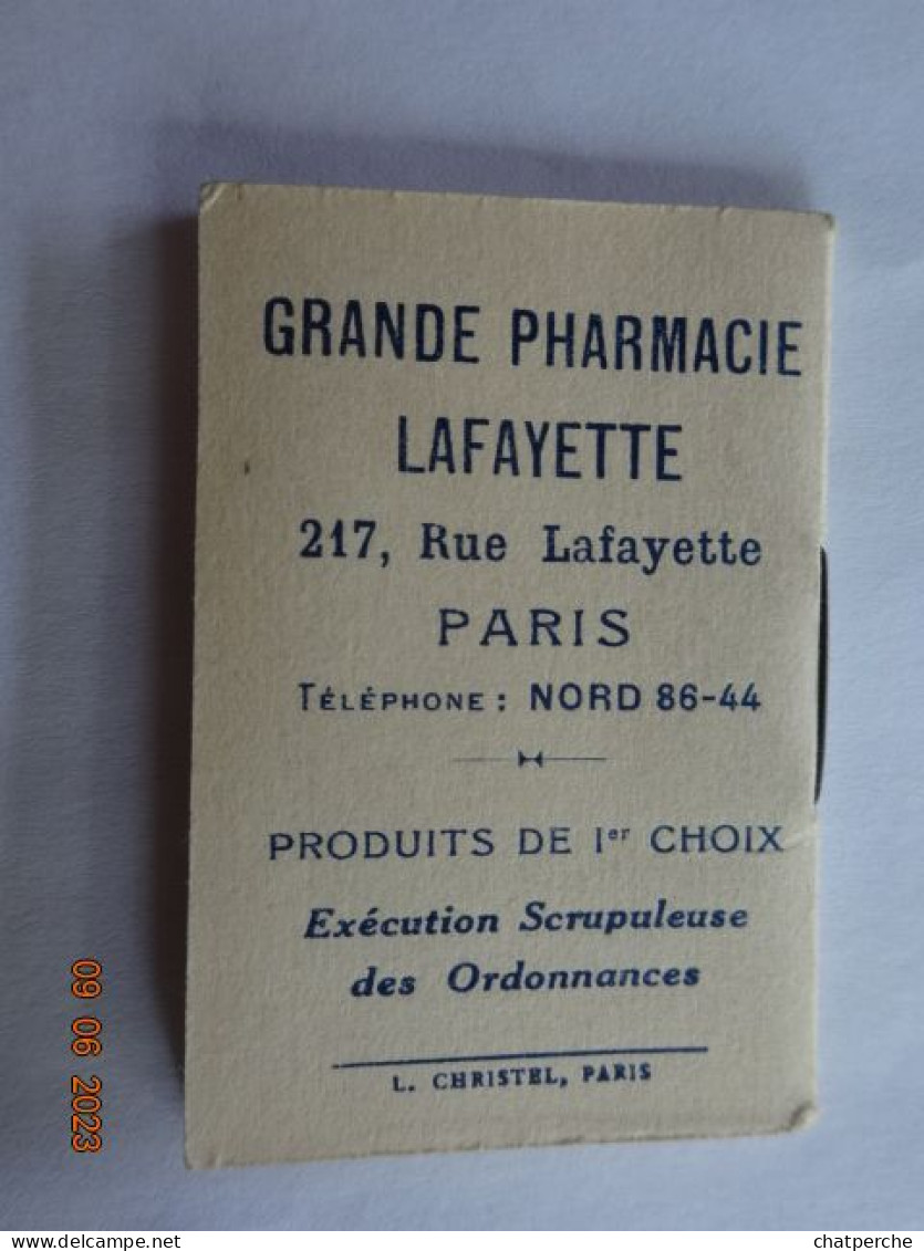 CALENDRIER  1934 COUPLE EN FORET  PUBLICITE GRANDE PHARMACIE  LAFAYETTE PARIS - Petit Format : 1921-40