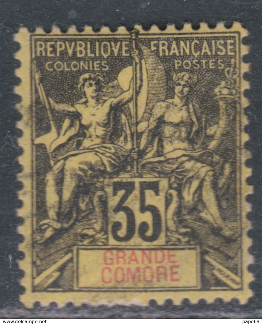 Grande Comore N° 17 X Type Groupe 35 C. Noir Sur Jaune,  Trace De Charnière Sinon TB - Unused Stamps