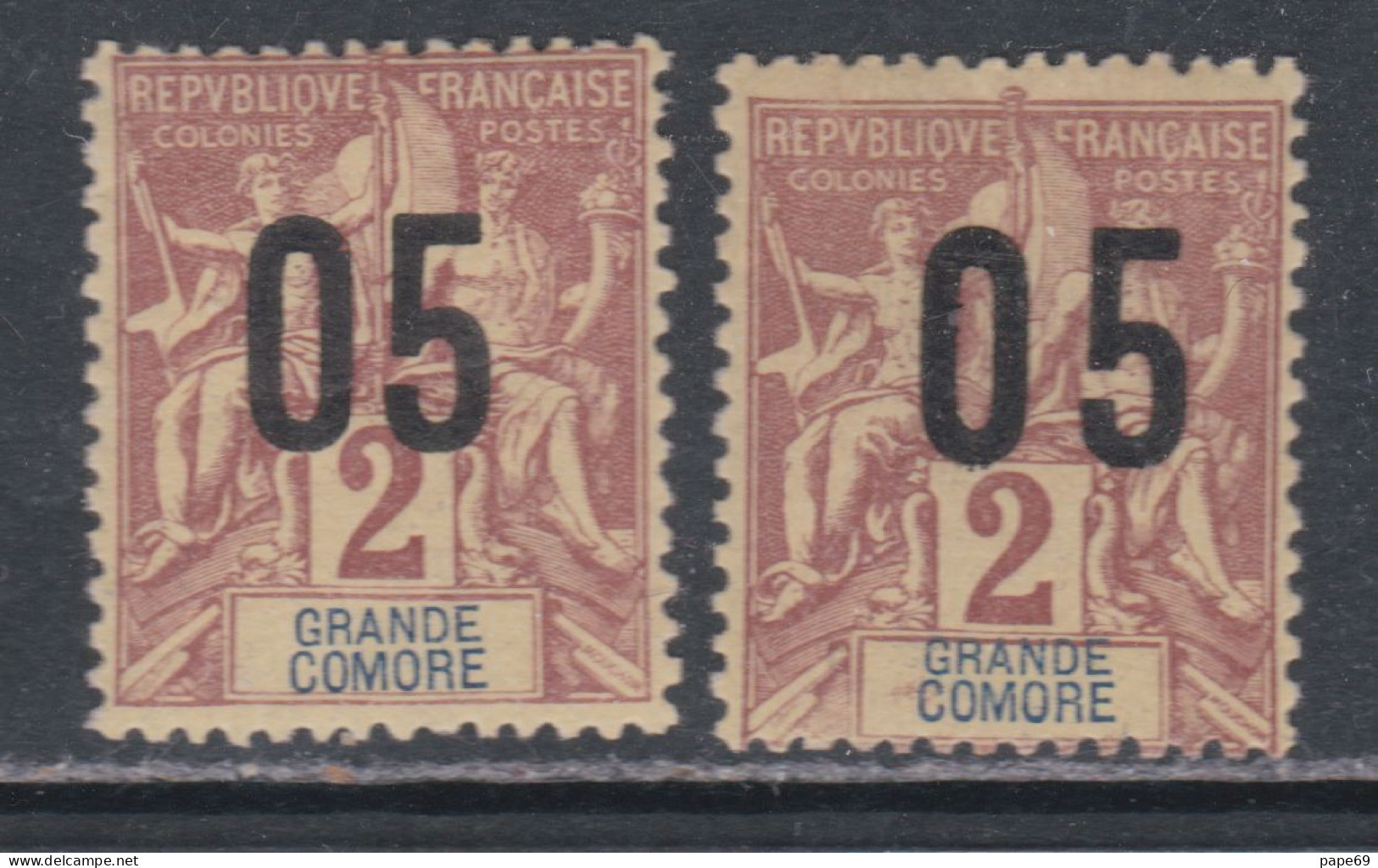 Grande Comore N° 20A X Type Groupe Surchargés  05 Sur 2c, Variété Chiffres Espacés  Trace De Charnière Sinon TB - Neufs