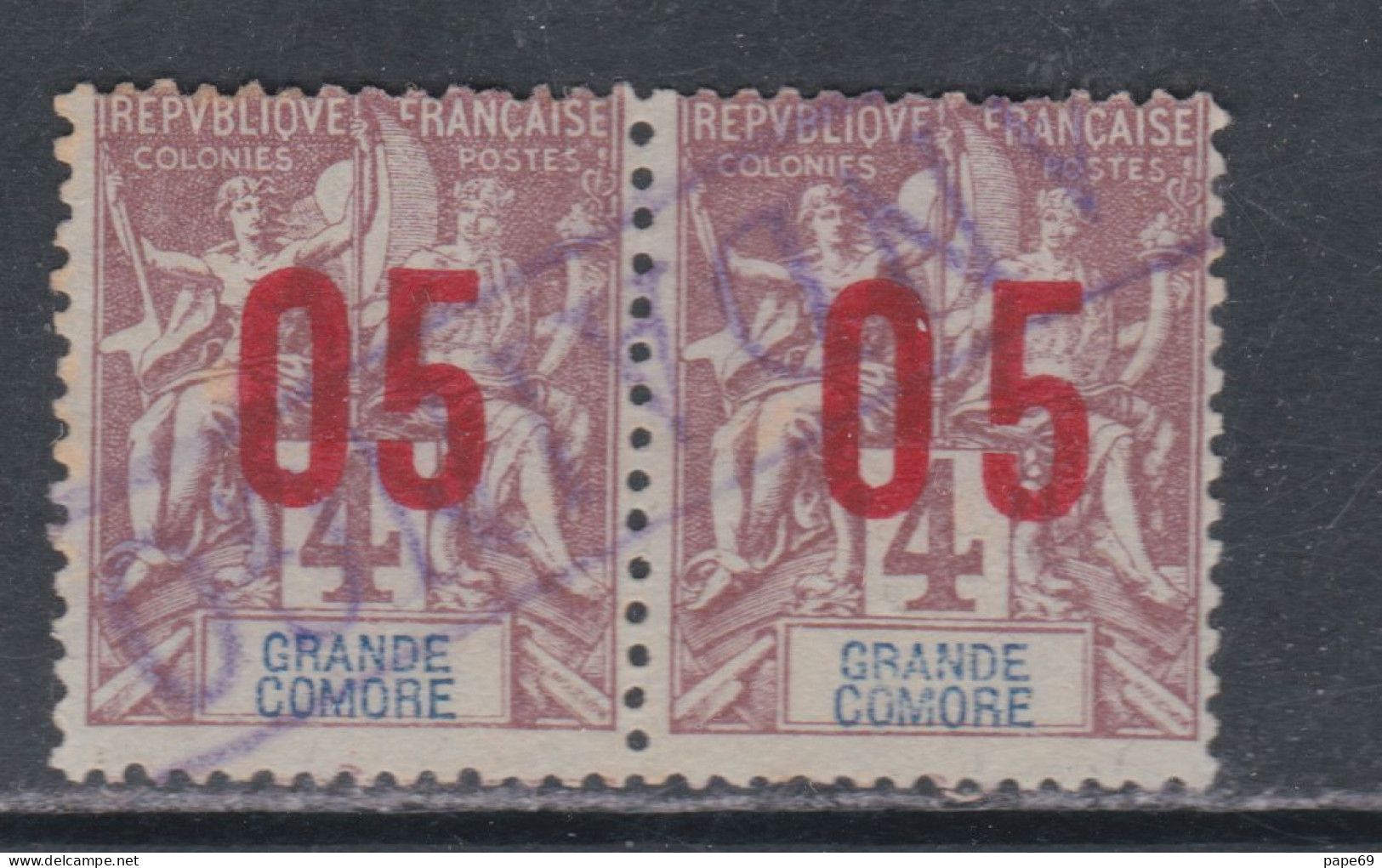 Grande Comore N° 21Aa O Type Groupe Surchargés  05 Sur 4 C, Variété Chiffres Espacés Tenant à Normal Oblitéré Sinon TB - Oblitérés