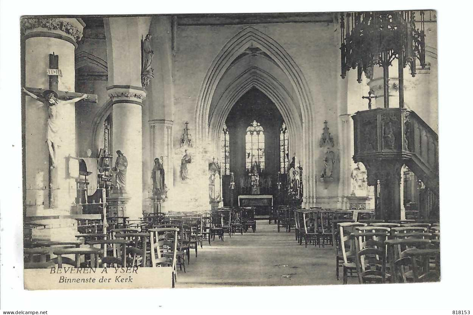 BEVEREN A YSER  Binnenste Der Kerk 1929 - Alveringem